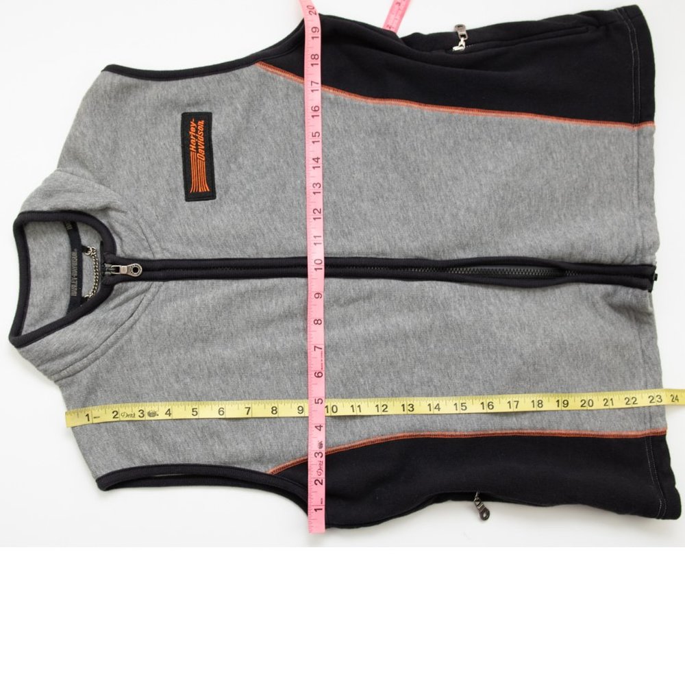 Harley Davidson Cotton Vest Zip Front Casual Motorcycle Grey Black Size Large - Picture 5 of 5